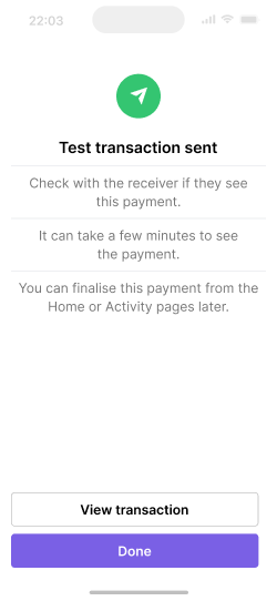 Wallet home screen with amount input, pay and request options